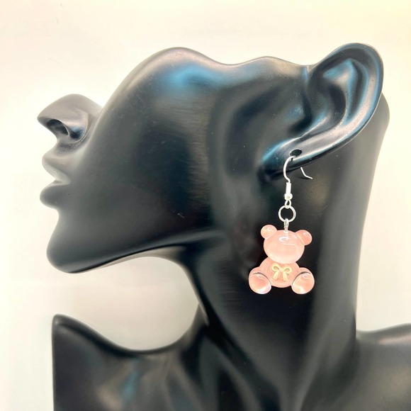 Teddy Bear Earrings - Gender Reveal Earrings - Baby Shower Earrings - DDLG Earri - Picture 7 of 10